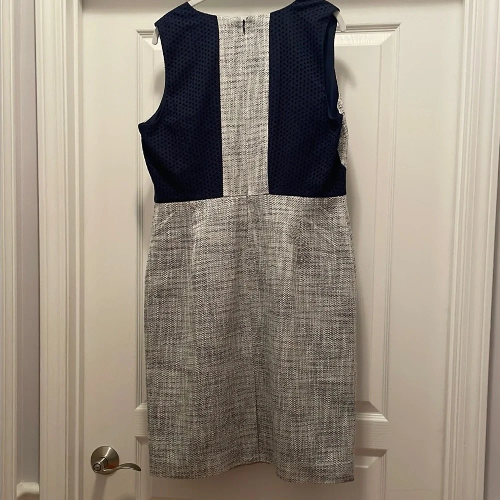 J. Crew Blue‎ and Gray Sheath Dress V-Neck Midi